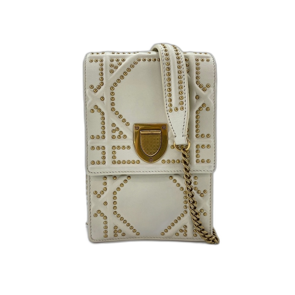 CHRISTIAN DIOR White Leather Shoulder Bag
